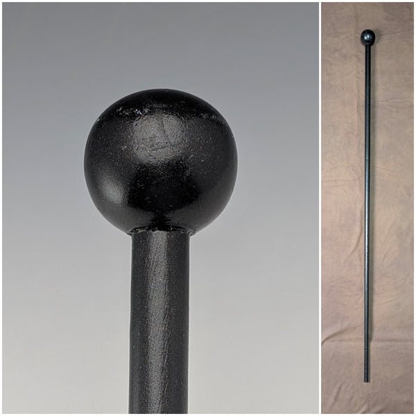 British vintage black shaft round handle walking stick 92cm